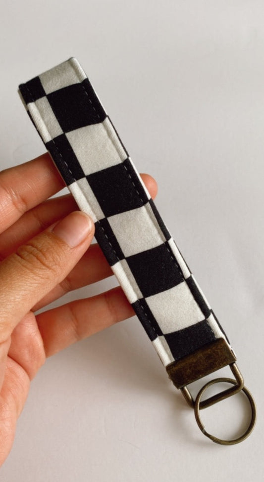 Black Checkered Key Wristlet